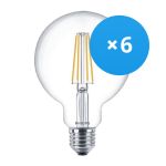 Mehrfachpackung 6x Philips Corepro LED Globe E27 Fadenlampe Klar 95mm 7W 806lm - 827 Extra Warmweiß | Ersatz für 60W
