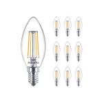 Mehrfachpackung 10x Philips MASTER Value LED Kerze E14 Fadenlampe Klar 3.4W 470lm - 927 Extra Warmweiß | Höchste Farbwiedergabe - Dimmbar - Ersatz Für 40W
