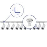 Ensemble complet Rail Monophasé Rail L 2 x 2 Mètre Blanc | incl. 10x Spot + GU10 2700K 3W Dimmable + Embout, Connecteur d’Alimentation et L -Connecteur