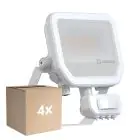 Lot 4x Ledvance Projecteur LED Aluminium Blanc 17W 2400lm 100D - 840 Blanc Froid | IP65 - Détecteur de Mouvement et de Lumière - Symétrique